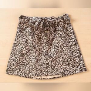 American Eagle Leopard Print Belted Paperbag Mini Skirt, Festival, Women's Small